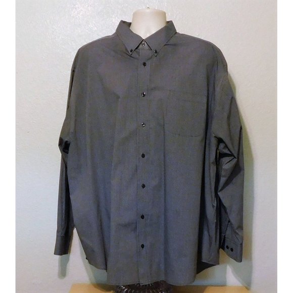Roundtree & Yorke Travel Smart Shirt 3XB Blue Gray Small Plaid Print Long Sleeve - Picture 6 of 8